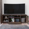 DEPOT E-SHOP Hollywood Tv Stand for TV¬¥s up 60", Double Door Cabinets, One Flexible Cabinet, Dark Walnut