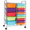 15 Drawers Opaque Rolling Storage Cart Multicolor Drawers Home