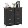 4-Tier Wide Drawer Dresser, Storage Unit with 8 Easy Pull Fabric Drawers and Metal Frame, Wooden Tabletop for Closets, Nursery, Dorm Room, Hallway,Gra