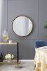 31.5" Round Pine Wood Mirror, Wall Mounted Mirror Home Decor for Bathroom Living Room