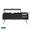Solid wood legsCoffee Table,Accent Furniture Home Decor,Open Storage Shelf,Storage Coffee Table with Hidden Compartment and Adjustable Storage Shelf,L