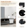 ON-TREND Rattan Style Entertainment Center with Push to Open Doors, 3-pics Extended TV Console Table for TVs Up to 90'', Modern TV Stand with Color Ch