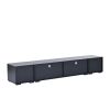 ON-TREND Rattan Style Entertainment Center with Push to Open Doors, 3-pics Extended TV Console Table for TVs Up to 90'', Modern TV Stand with Color Ch