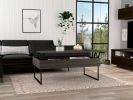 DEPOT E-SHOP Ocean Lift Top Coffee Table, Two Legs, Two Shelves, Carbon Espresso