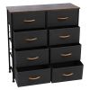 4-Tier Wide Drawer Dresser, Storage Unit with 8 Easy Pull Fabric Drawers and Metal Frame, Wooden Tabletop for Closets, Nursery, Dorm Room, Hallway,Gra