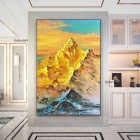Handmade Large Golden Mountain Oil Painting;  Textured Acrylic Painting Modern Landscape Modern Wall Art Living Room Home Decor (size: 60x90cm)