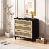 31.50"3-Drawers Rattan Storage Cabinet Rattan Drawer,for Bedroom,Living Room,Dining Room,Hallways